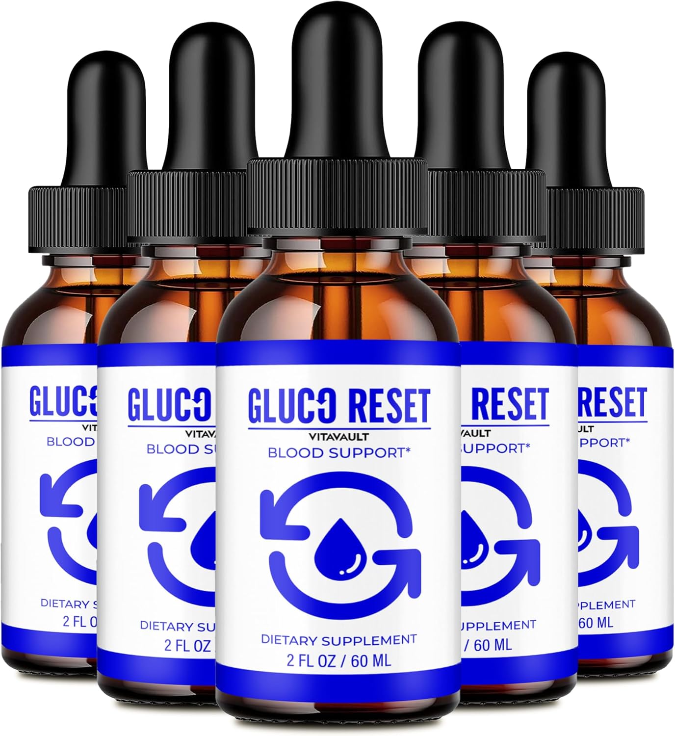 Vitavault Gluco Reset Drops - Maximum Strength, All Natural Formula (5 Pack)