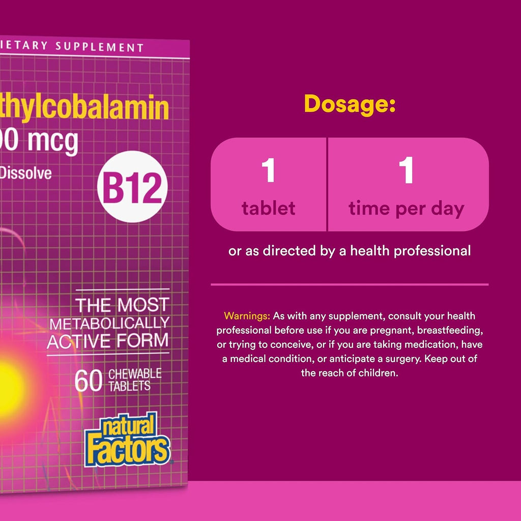 Vitamina B12 Metilcobalamina 5000 mcg – Comprimidos Masticables Veganos