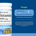 Natural Factors L-Glutamina Micronizada en Polvo - 5000 mg por ración - 454 g (90 raciones)