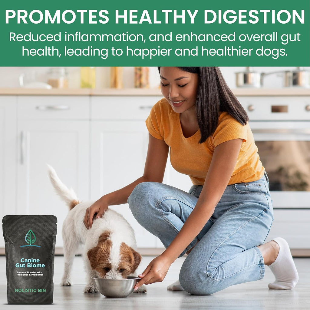 Canine Gut Biome Blend de Holistic Bin - Topper Nutricional con Probióticos y Prebióticos para Perros (50g)