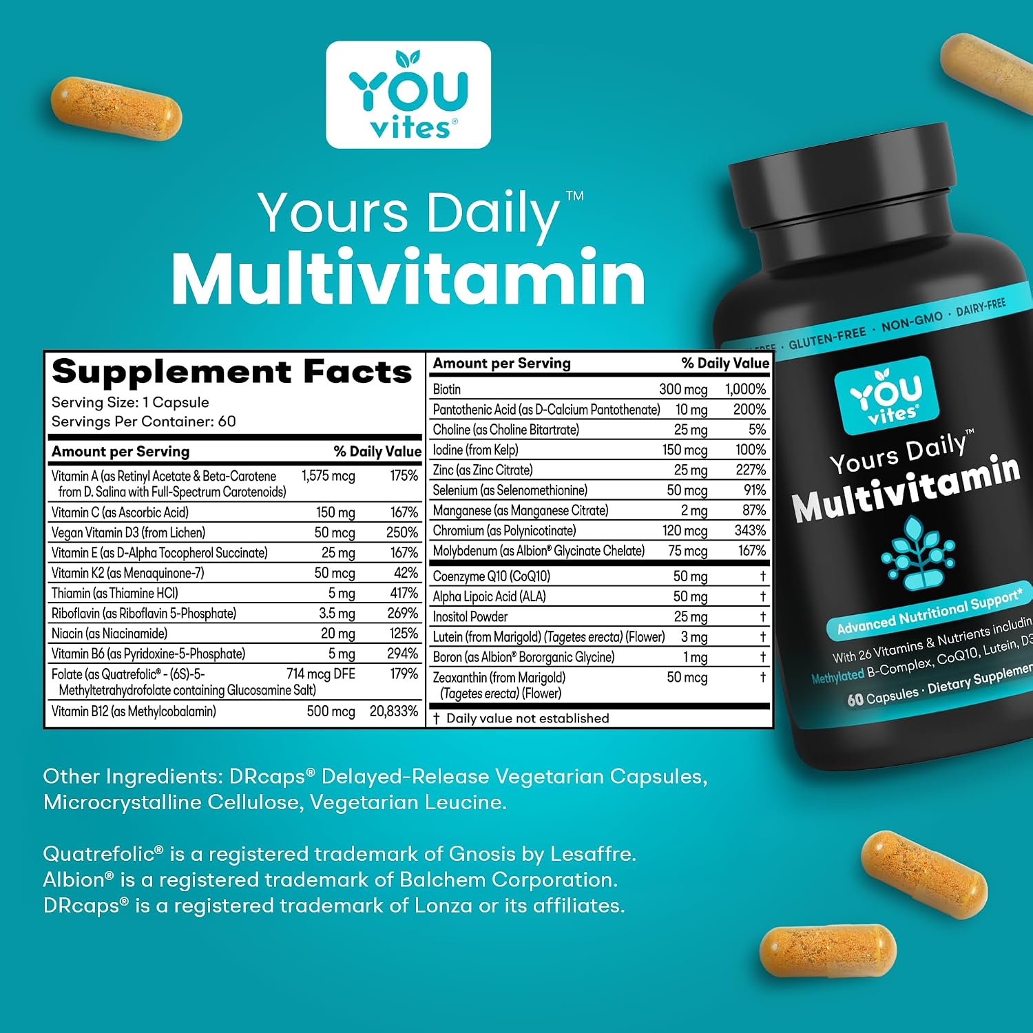 Multivitamínico Metilado MTHFR sin Hierro - 60 Cápsulas