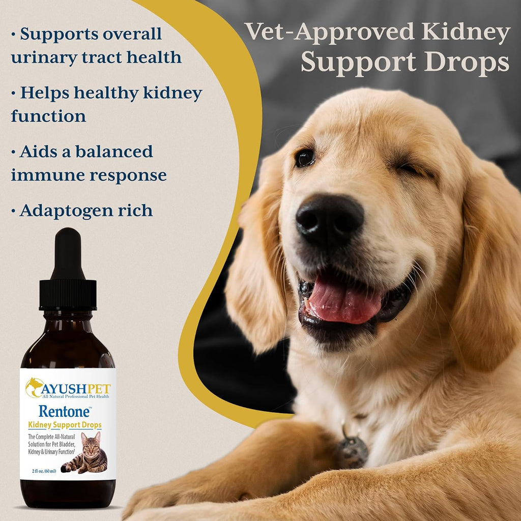 Ayush Pet Rentone - Apoyo Renal para Perros y Gatos, Gotas Líquidas Naturales, 59 ml