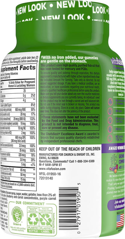 Vitafusion PreNatal Vitaminas en Gominolas, Sabor Natural Limón y Frambuesa Limonada, 90 Gominolas – Image 4