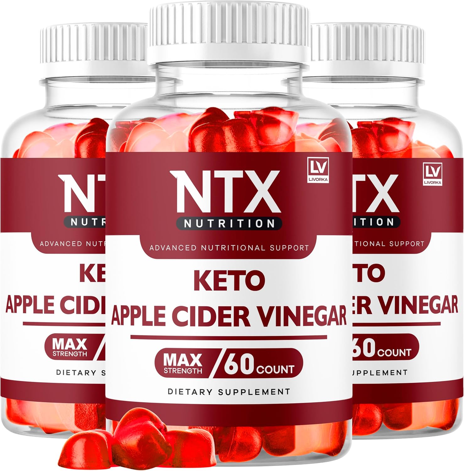 NTX Nutrition Keto Gummies - 180 Gominolas con Vinagre de Manzana (Pack de 3)