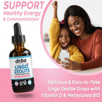 Zeolite Detox for Kids Lingo Drops - Gotas de Zeolita Natural con B12 Metilada y D3 para Niños, 60 ml