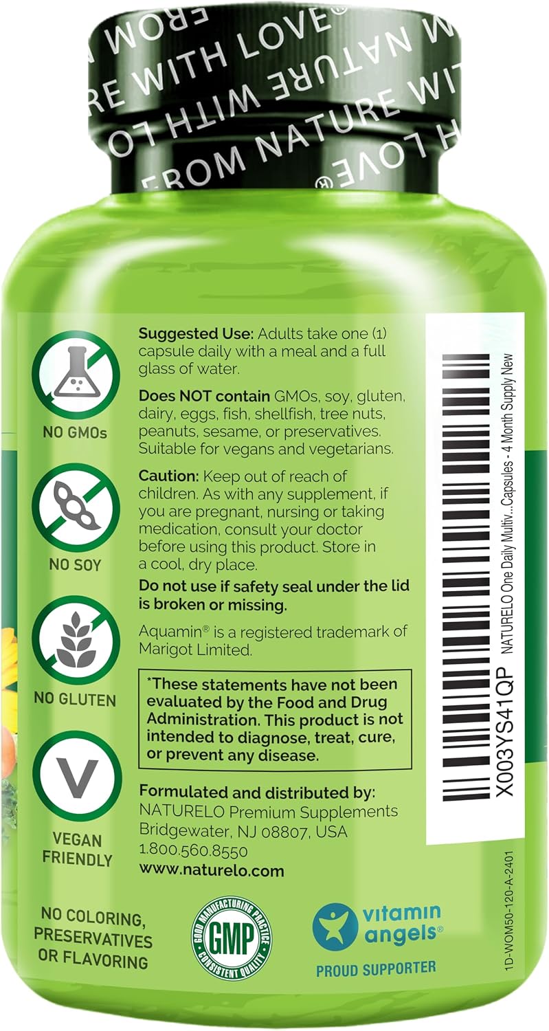 NATURELO Multivitamínico Diario para Mujeres 50+ (Sin Hierro) - Apoyo Menopausia - 120 Cápsulas