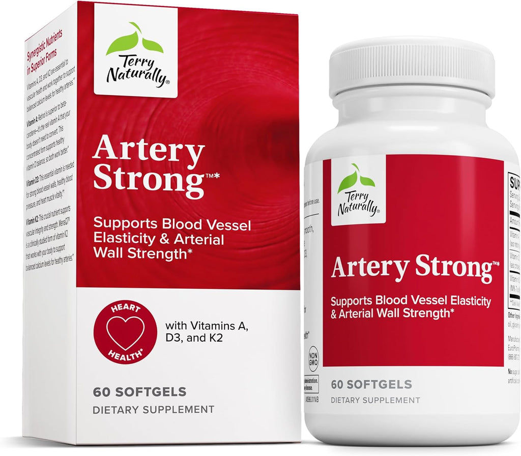 Terry Naturally Artery Strong - Suplemento Cardiovascular con Vitaminas A y D3, 60 Cápsulas blandas