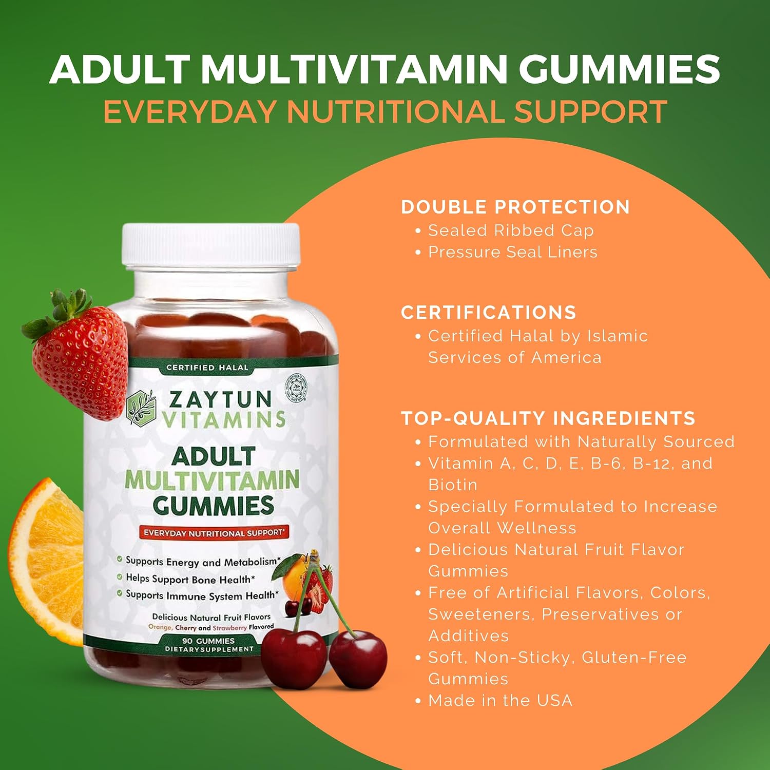 Zaytun Vitamins Gominolas Multivitamínicas Halal para Adultos - Sabor Frutas Naturales