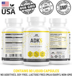 ADK 5 Suplemento con Vitaminas A, D3 y K2 (MK7+MK4) - 90 Cápsulas Líquidas Vegetarianas