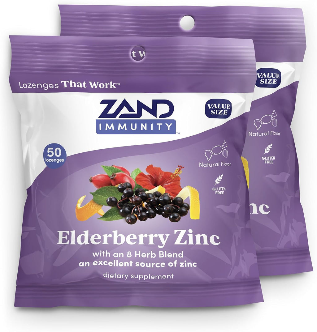 ZAND Immunity Pastillas de Saúco y Zinc para la Garganta - 2 Pack, 50 uds