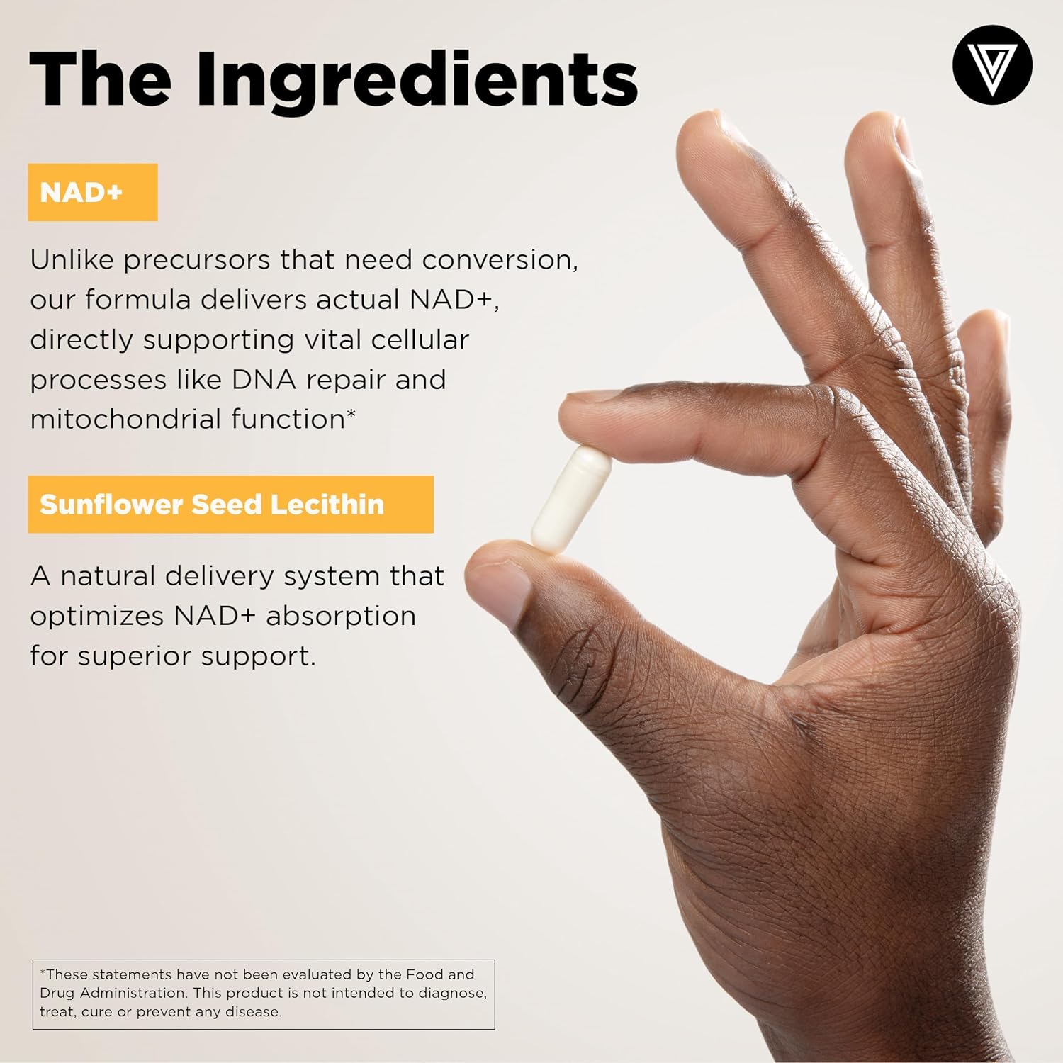 Vital Vitamins Suplemento NAD+ - NAD+ (Nicotinamida Adenina Dinucleótido) para Hombres y Mujeres - Con Administración Liposomal - Apoyo a la Vitalidad Celular, Energía, Concentración - 30 Días