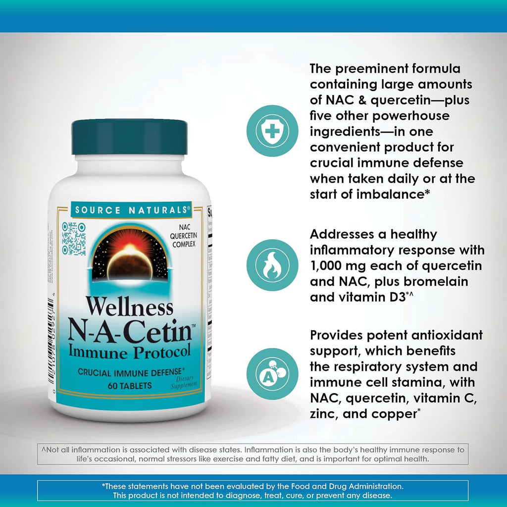 Source Naturals Wellness N-A-Cetin Immune Protocol, 60 comprimidos