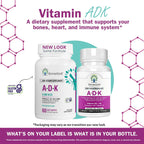 NatureGenX ADK Vitamin Supplement – Vitamins A, D3 & K2 MK-7 for Bone Health & Calcium Absorption – Gluten-Free, Non-GMO, Soy-Free – 120 Capsules, 2-Pack (4-Month Supply)