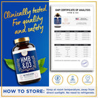 HMB y Vitamina D3 - Suplemento de HMB 1000 mg con Calcio y Vitamina D3 - 180 Cápsulas (90 Días)
