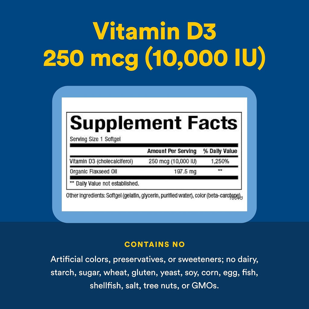 Natural Factors Vitamina D3 10.000 UI - 120 Cápsulas Blandas