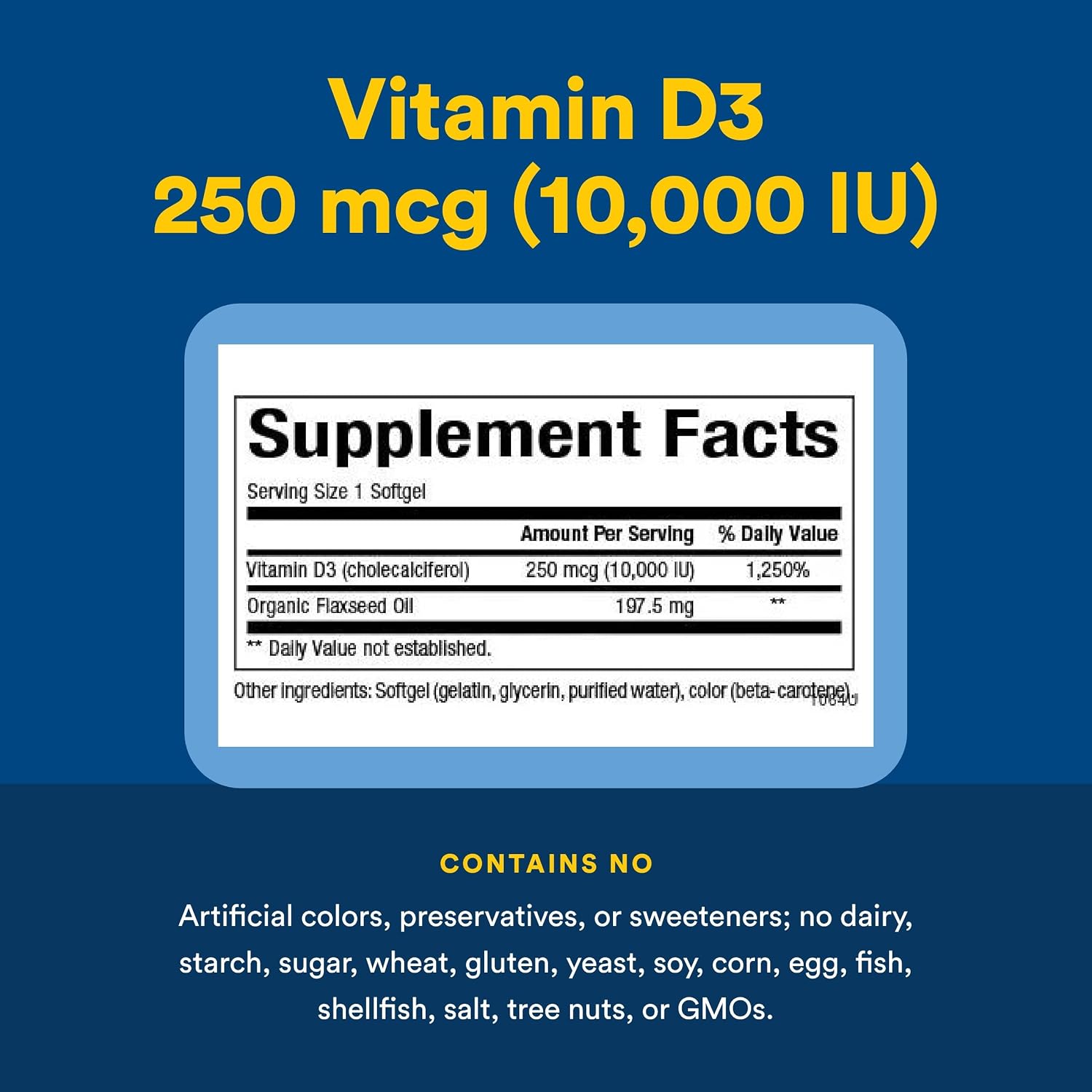 Natural Factors Vitamina D3 10.000 UI - 120 Cápsulas Blandas