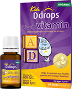 Ddrops® Kids Organic Liquid Vitamins – Gotas Orgánicas de Vitaminas A y D para Niños, 60 Gotas