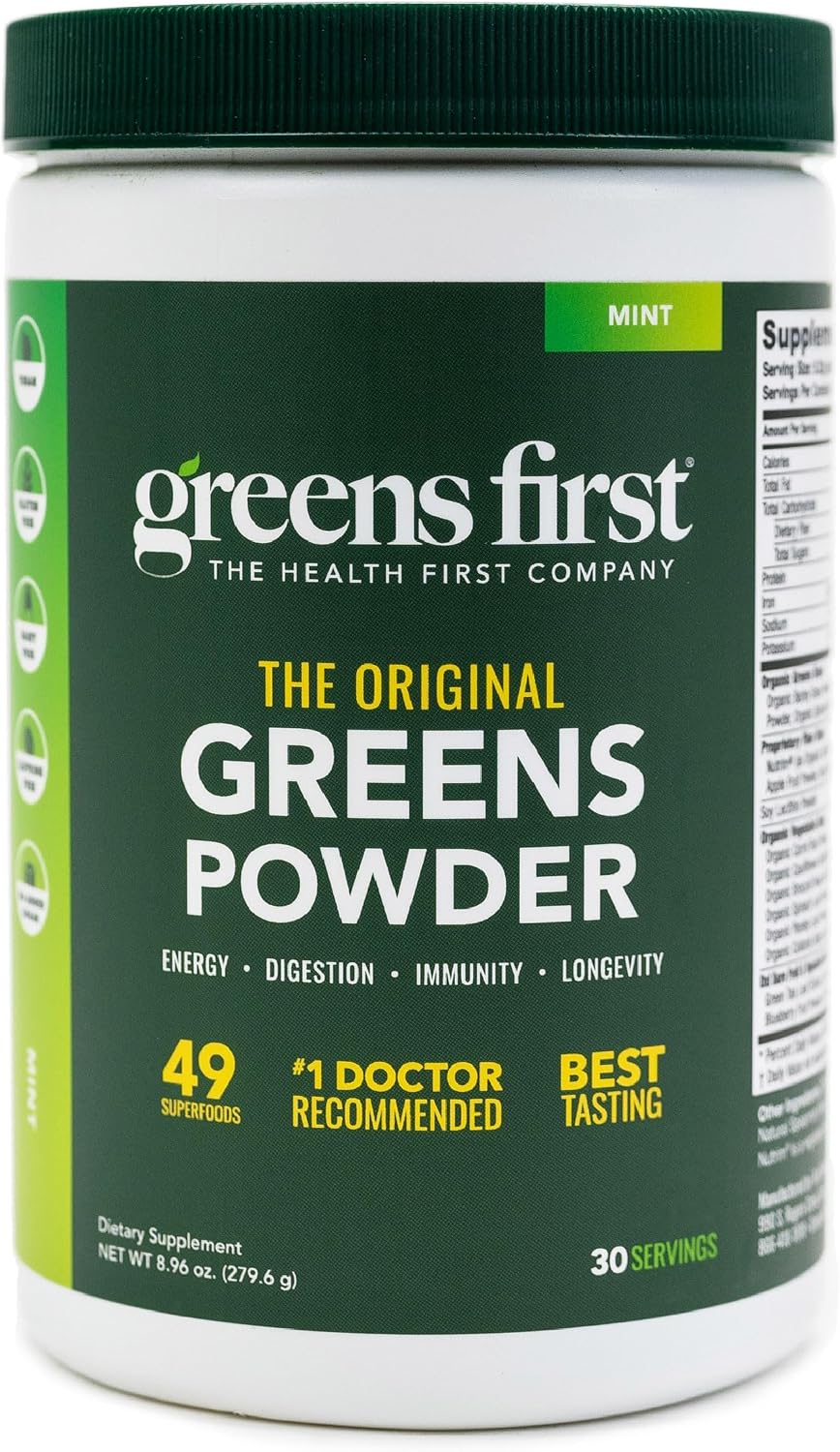 Greens First El Polvo Verde Original - Menta, 30 Porciones