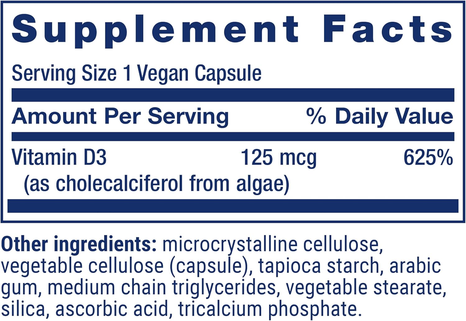 Life Extension Vitamina D3 Vegana 5000 IU – 60 Cápsulas