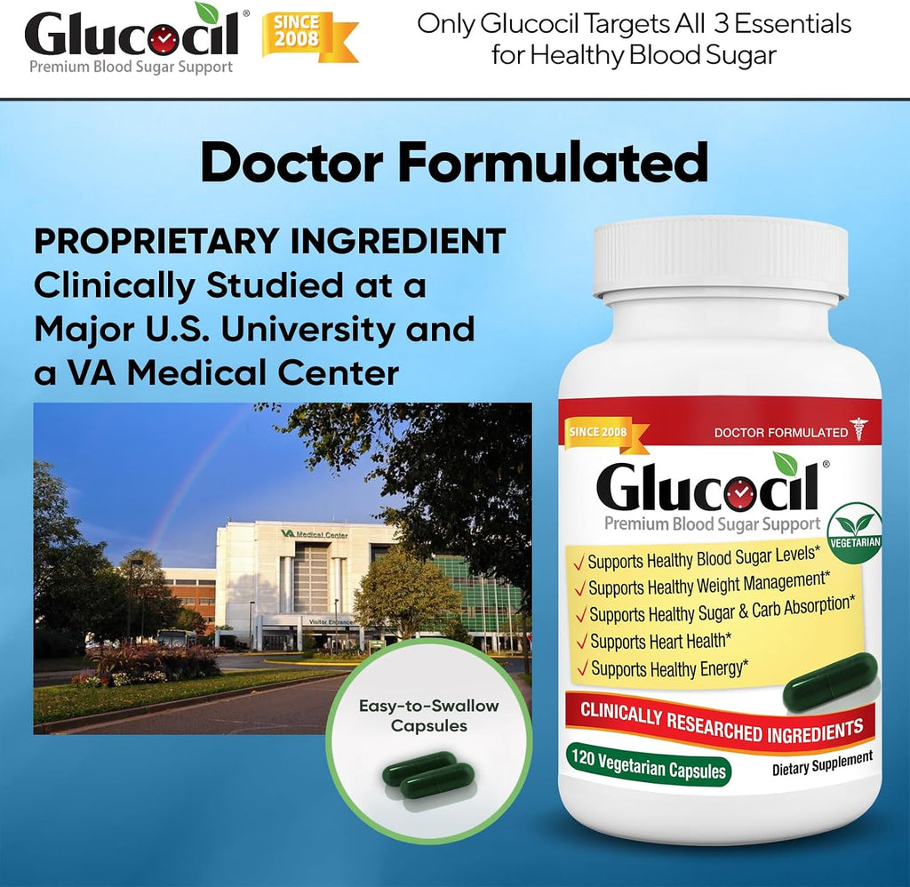 Glucocil – Cápsulas Vegetarianas para el Apoyo del Azúcar en Sangre