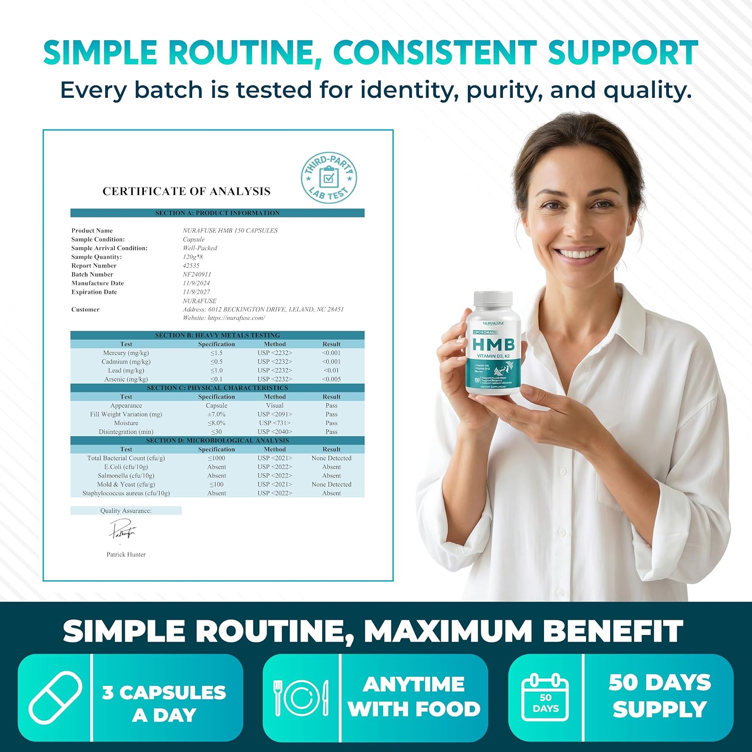 NURAFUSE Liposomal HMB con Vitamina D3 y K2