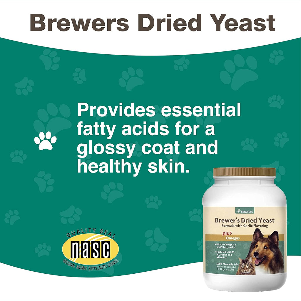 NaturVet Levadura de Cerveza con Ajo – 5000 Masticables para Perros y Gatos