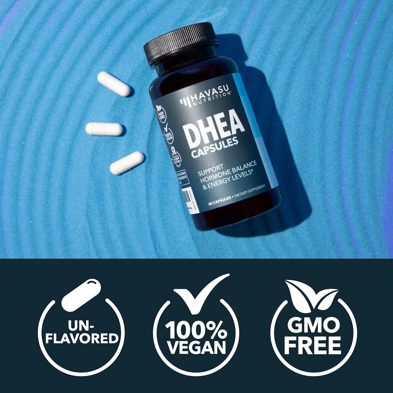 DHEA 50mg - Suplemento de Dehidroepiandrosterona para Hombres y Mujeres - 60 Cápsulas Veganas
