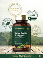 Tahoe Nutritionals Super Fruits and Veggies Cápsulas - 90 Cápsulas - Complemento Vegetariano, No Transgénico y Sin Gluten