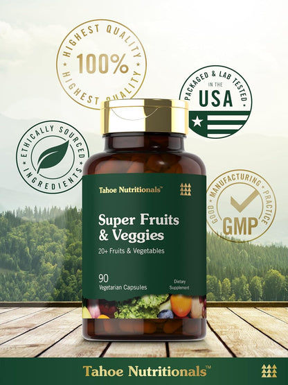 Tahoe Nutritionals Super Fruits and Veggies Cápsulas - 90 Cápsulas - Complemento Vegetariano, No Transgénico y Sin Gluten – Image 6