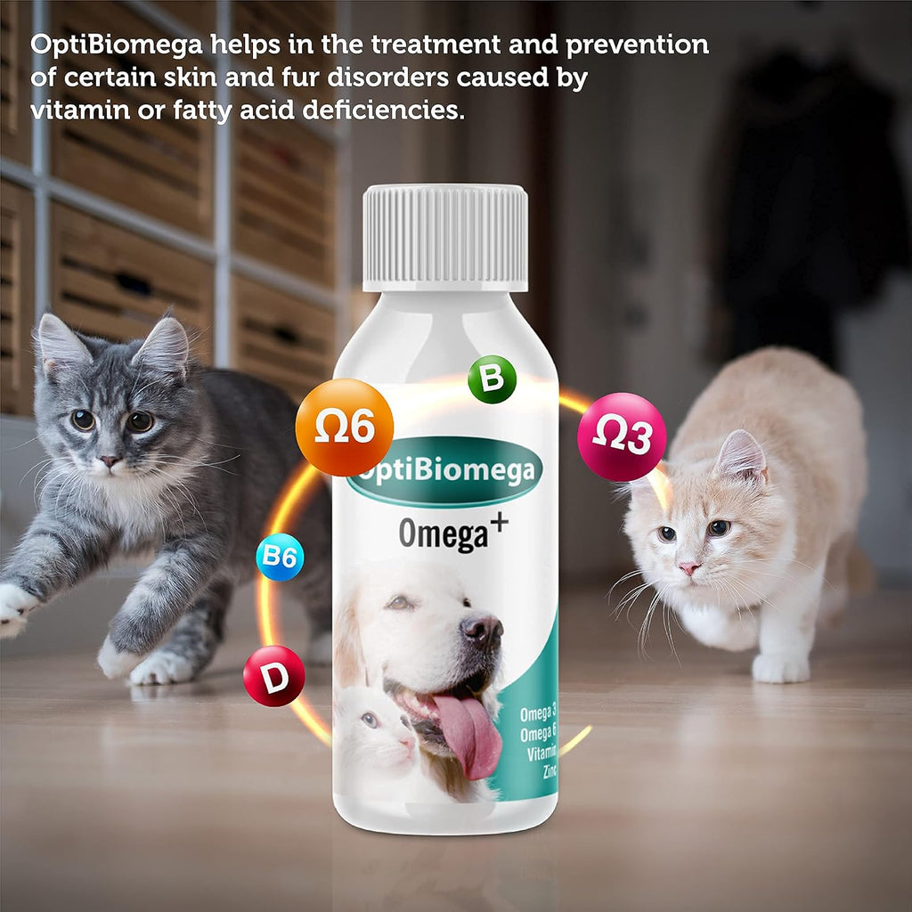OptiBiomega Fish Oil for Dogs and Cats - Omega 3, Omega 6 and Zinc - 100 ml