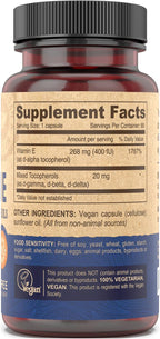 DEVA Vitamina E Natural 400 UI con Tocoferoles Mixtos - 90 Cápsulas