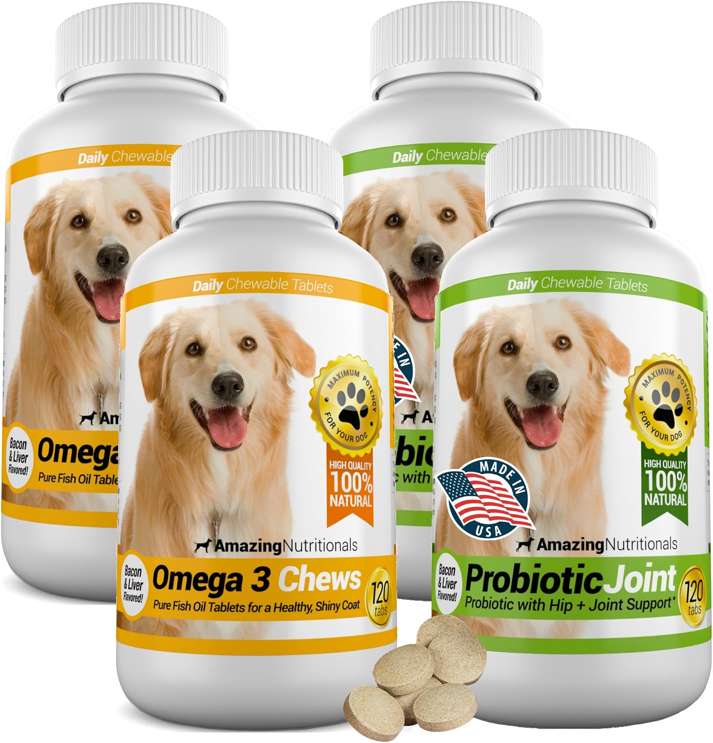 Amazing Combo Omega-3 and Probiotics for Dogs - Chews (120 count)