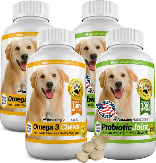 Amazing Combo Omega-3 y Probióticos para Perros - Masticables (120 uds)