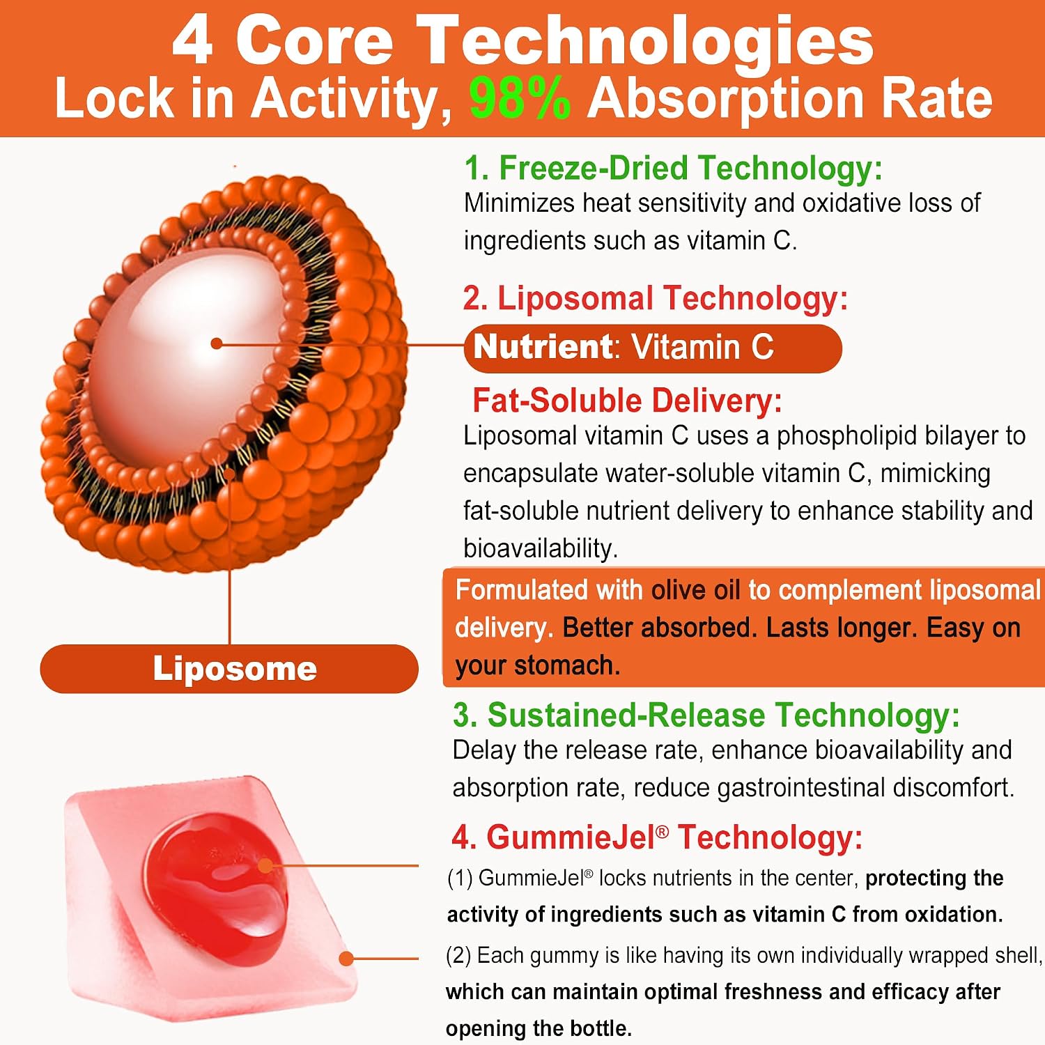 Natural Liposomal Vitamin C Gummies for Adults Kids 9+, Chewable Vitamin C w/ 11mg Zinc, D3, Elderberry, Echinacea, Bioflavonoid,Immune Support, Whole Food VIT C from Fruits, Sugar Free, 2Pack