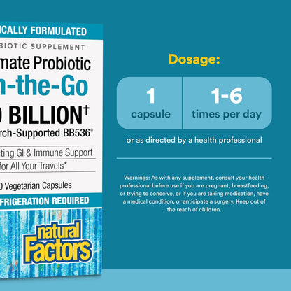 Natural Factors TravelBiotic - Probiótico Bifidobacterium longum 10 mil millones UFC - 60 cápsulas veganas – Image 3