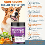 24 en 1 Vitaminas y Suplementos para Perros 200 Comprimidos Masticables con Condroitina, Probióticos, Omega-3, Glucosamina – Sabor Pollo
