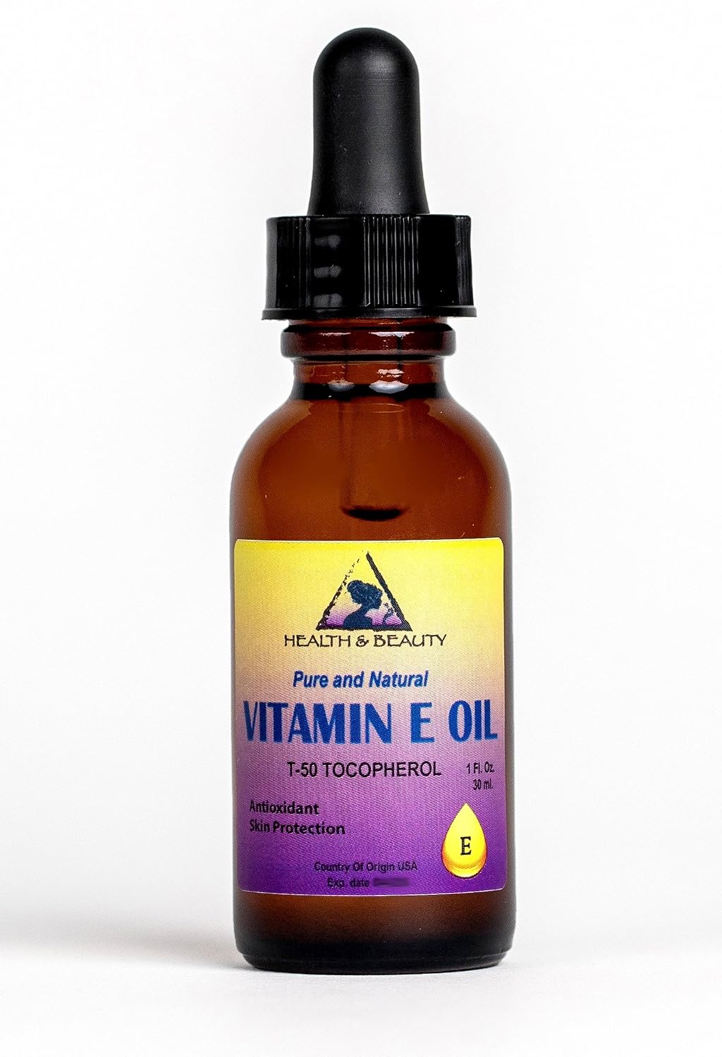 Tocopherol T-50 Aceite de Vitamina E Natural Puro 1 oz con Gotero de Vidrio