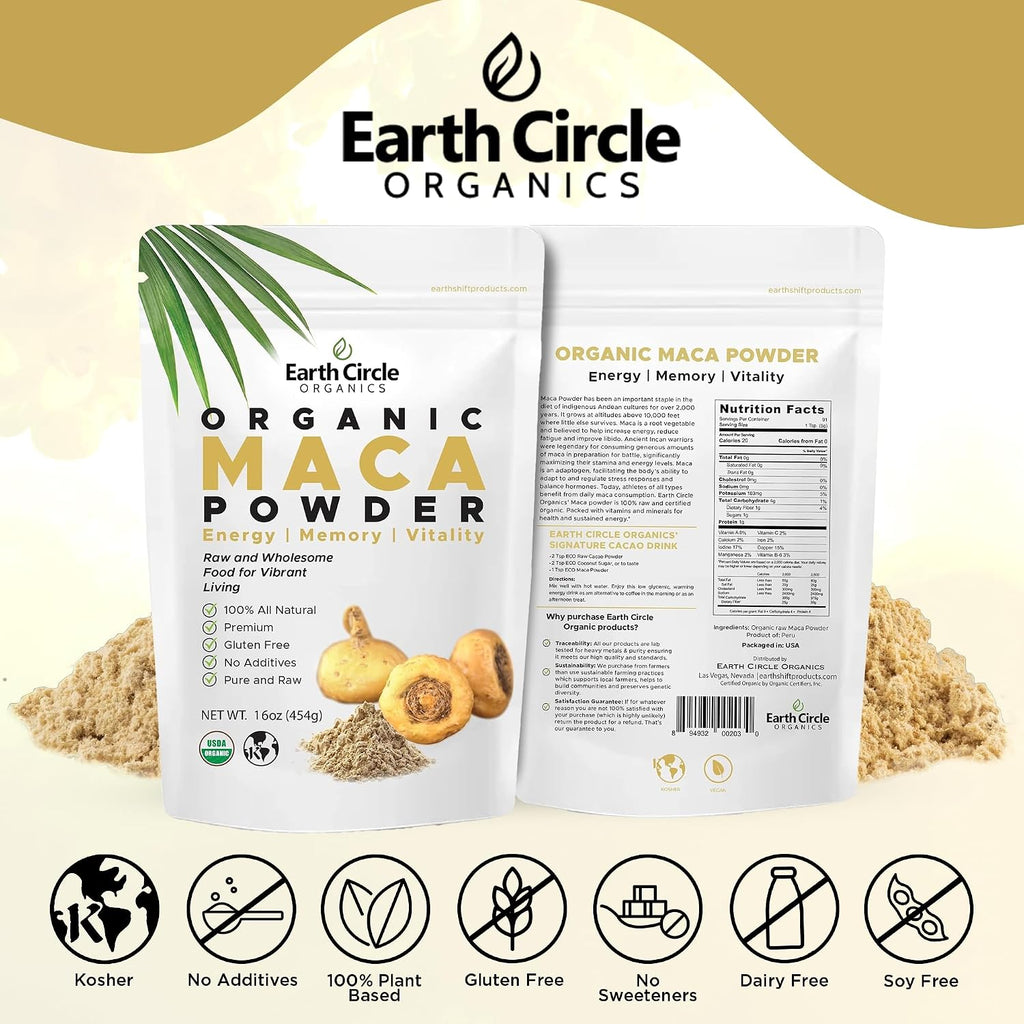 Organic Yellow Maca Powder, Natural Superfood, Vegan - 454 g