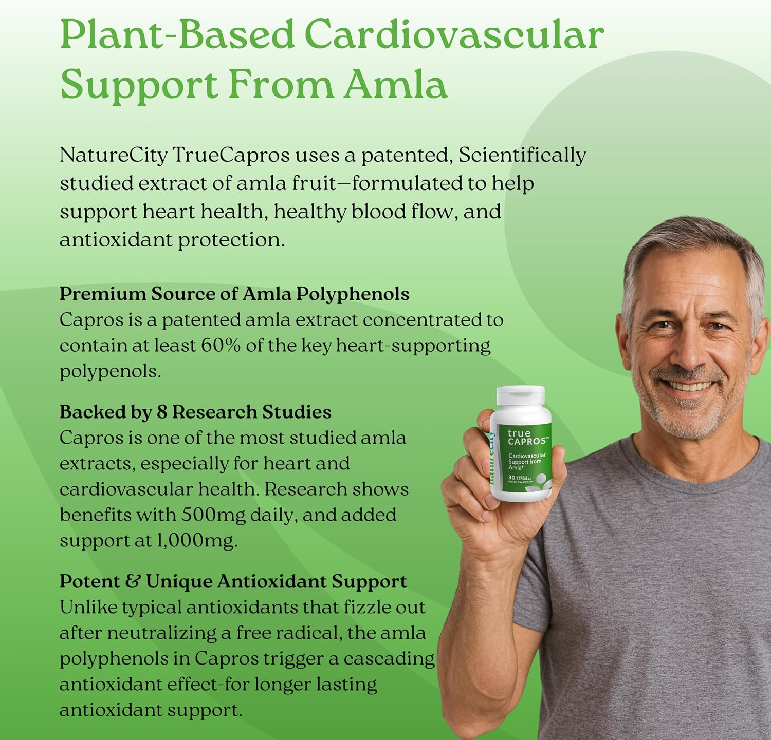 True-Capros: Extracto de Amla con Polifenoles Antioxidantes (30 Cápsulas Vegetales) - Sin OGM, Vegano y Sin Soja