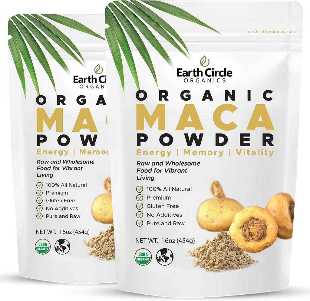 Earth Circle Organics Maca Amarilla Orgánica en Polvo - Pack de 2 (1 Libra c/u)