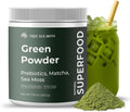 TrueSeaMoss Super Greens Powder con Matcha para la Salud Digestiva e Intestinal – 25 Superalimentos con Probióticos, Prebióticos, Enzimas y Sea Moss – Polvo de Superalimentos Vegano para la Hinchazón y Regularidad - 30 Servicios