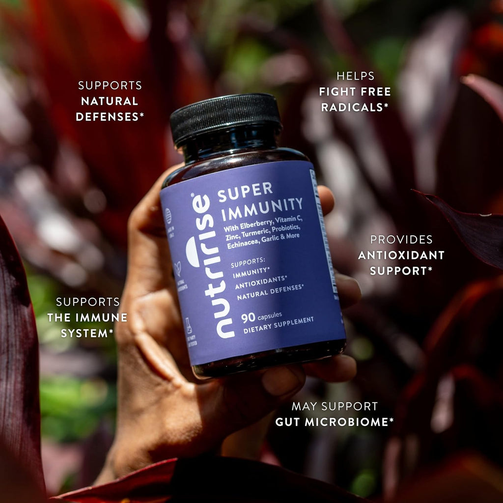 NutriRise Immunity Complex – Complejo Inmunitario con Saúco, Vitamina C, Zinc, Equinácea, Cúrcuma y Probióticos (90 Cápsulas)