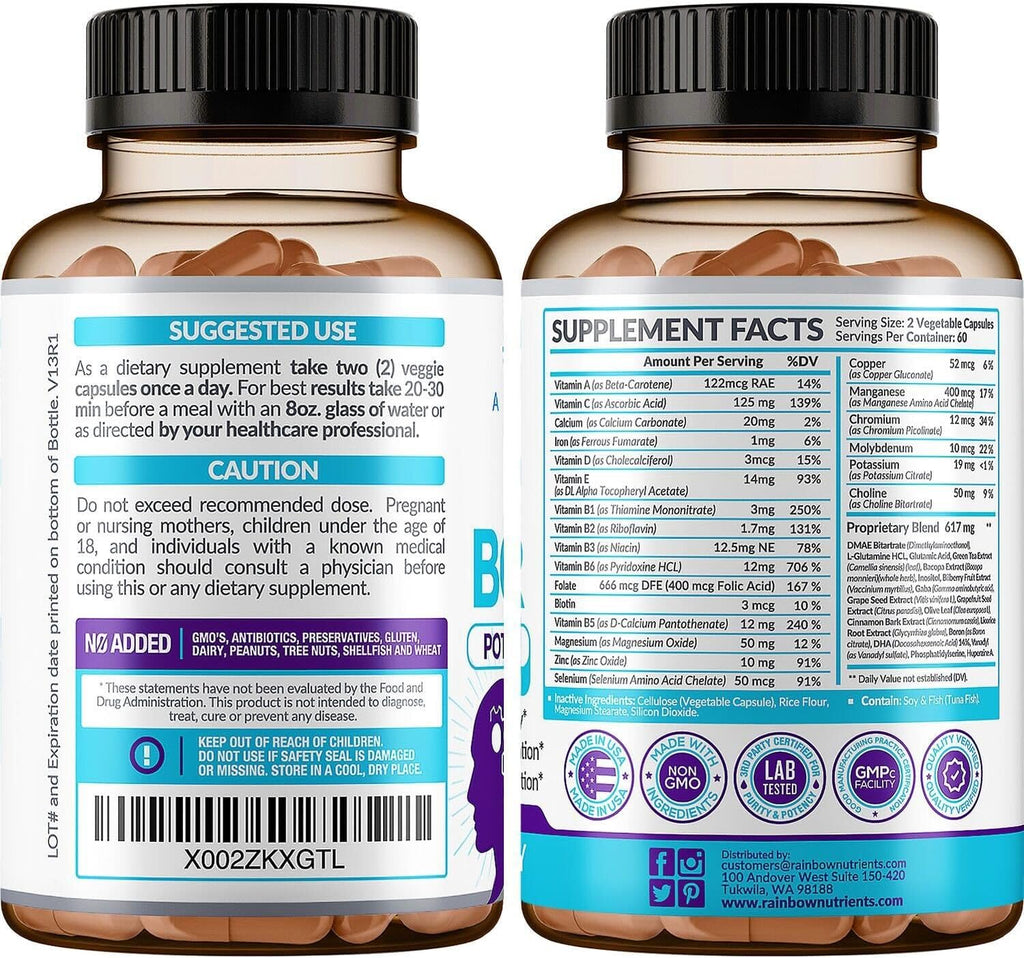 40-en-1 Brain Booster – Complemento Nootrópico para Memoria y Enfoque, 120 Cápsulas