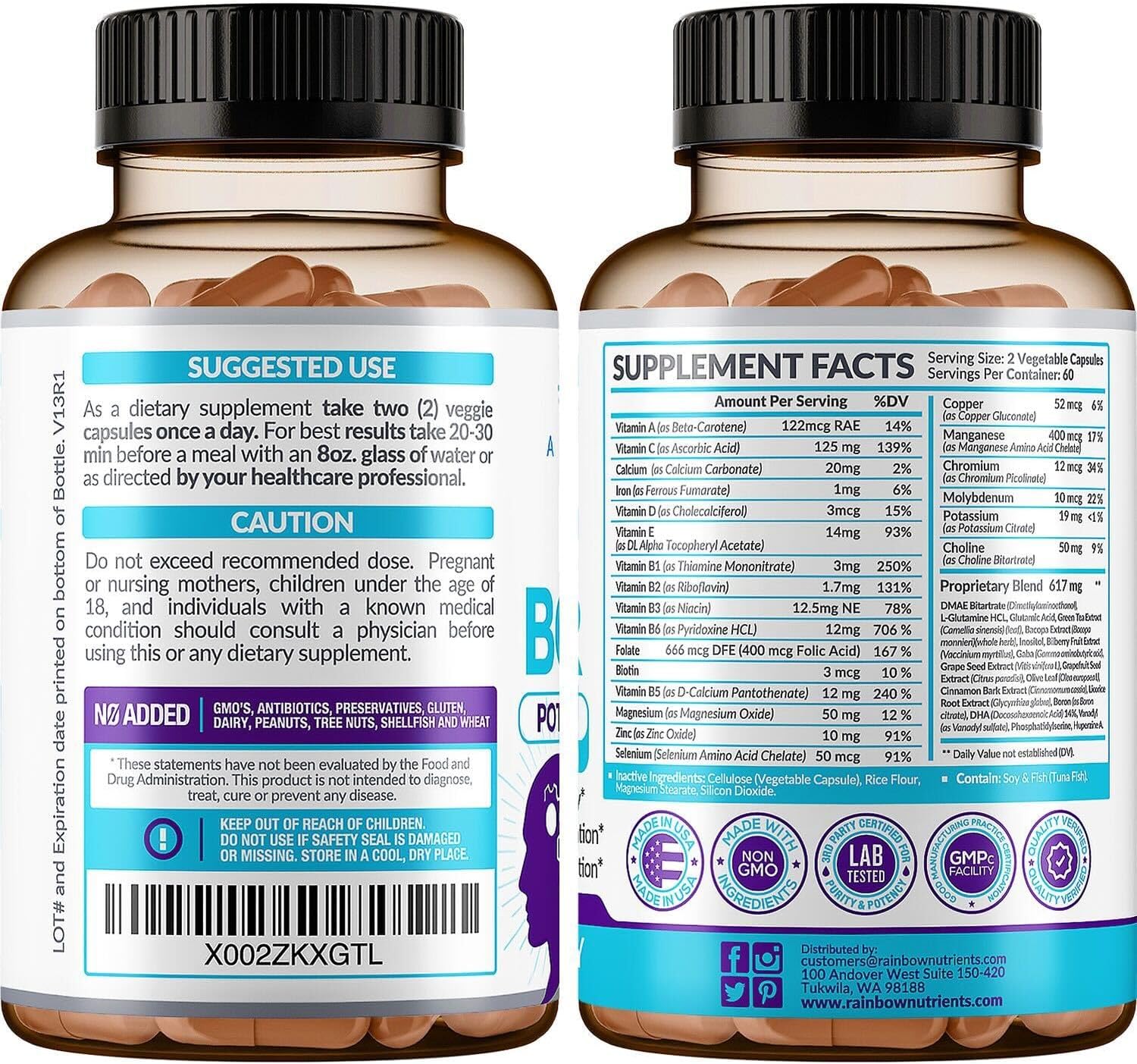 40-en-1 Brain Booster – Complemento Nootrópico para Memoria y Enfoque, 120 Cápsulas