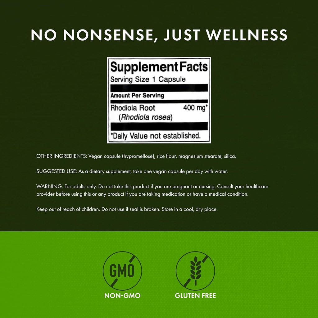Swanson Rhodiola Rosea Raíz - 400 mg, 100 Cápsulas (2 Pack)