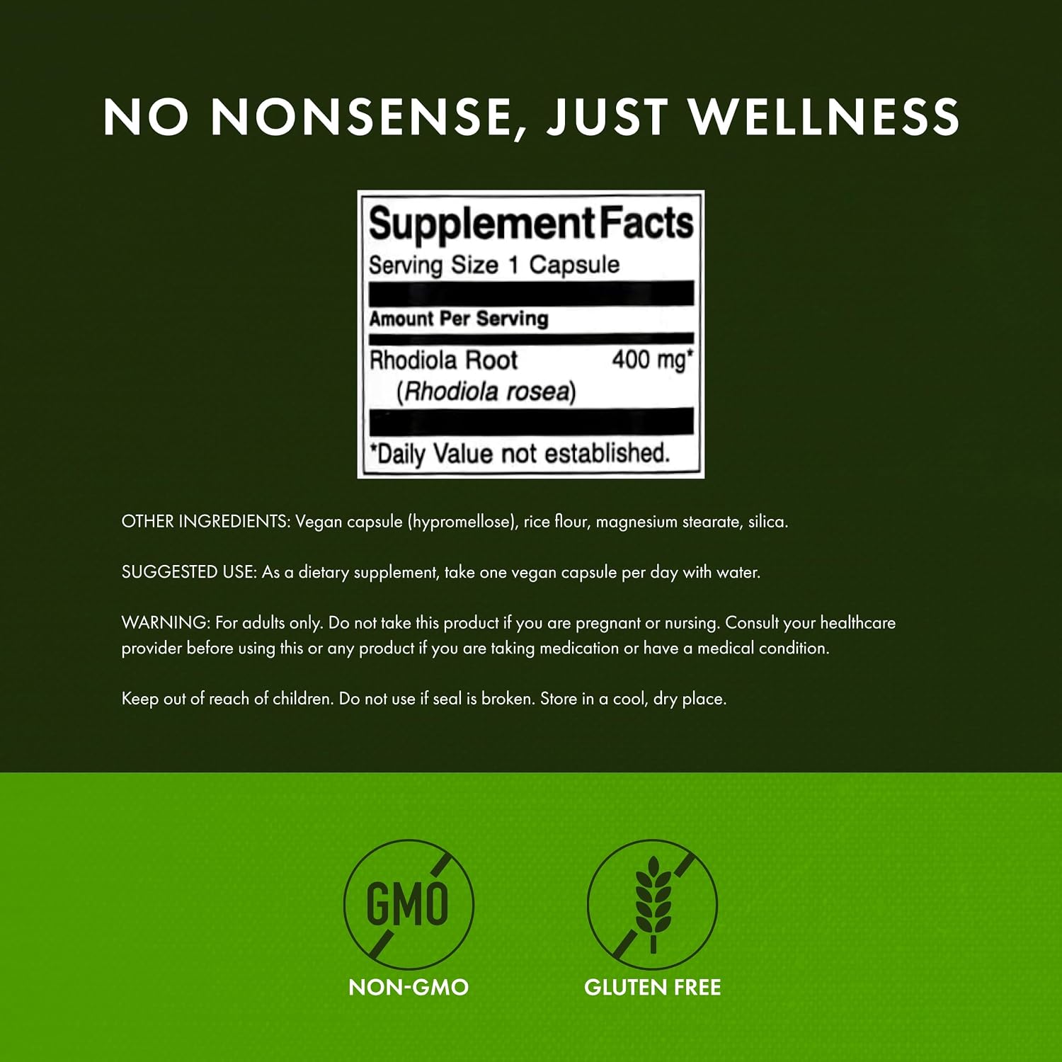 Swanson Rhodiola Rosea Raíz - 400 mg, 100 Cápsulas (2 Pack)