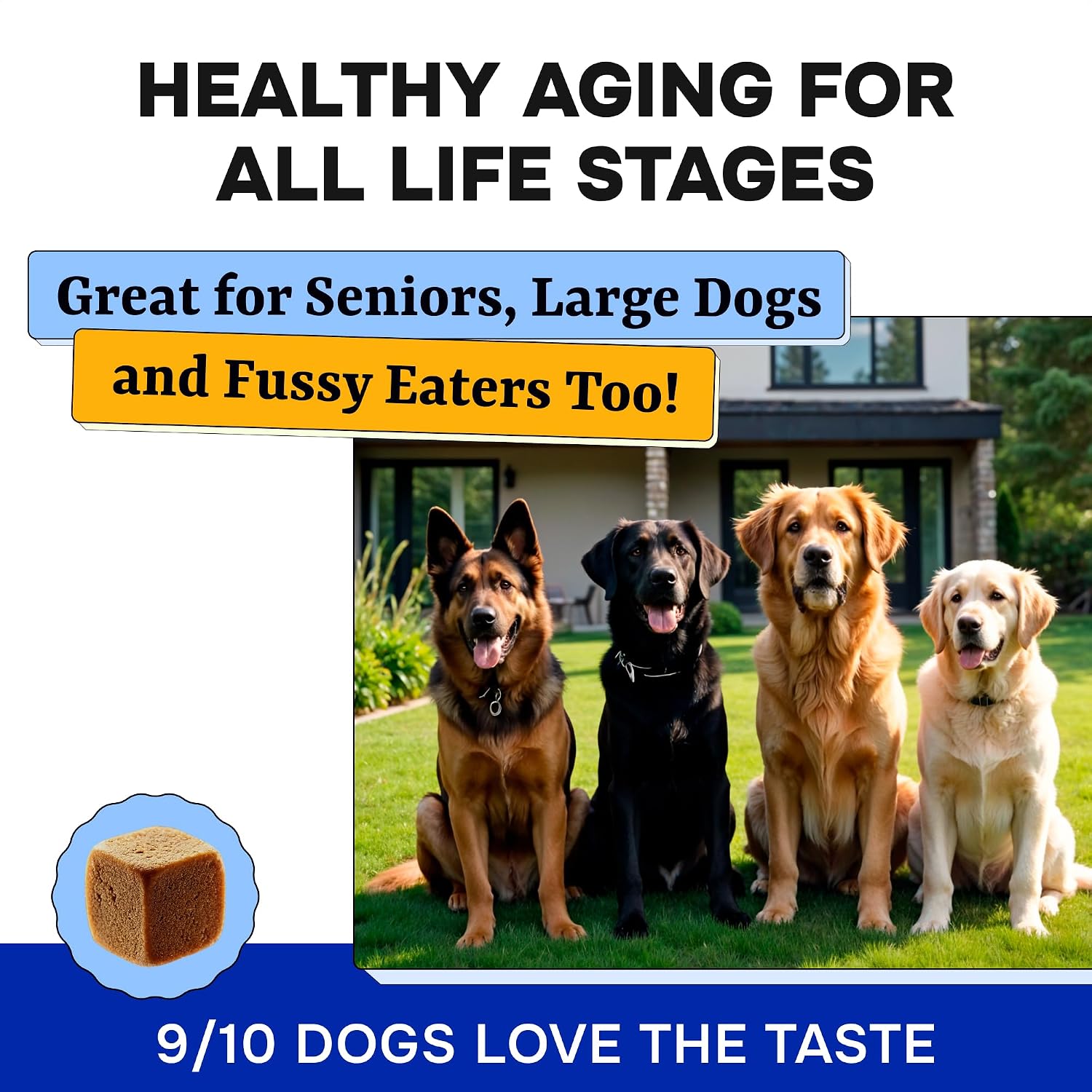 Pawsential Dog Vitamins + Glucosamine - Chewable Multivitamins + Probiotics, Omega - Hip & Joint Support, Skin & Coat, Gut Health - Adult & Senior - Large & Small Breed - 120 Chews