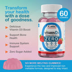 Yum-Vs Gominolas de Vitamina D3 Sin Azúcar - 125 mcg (5000 UI) - 60 Gominolas Vegetarianas