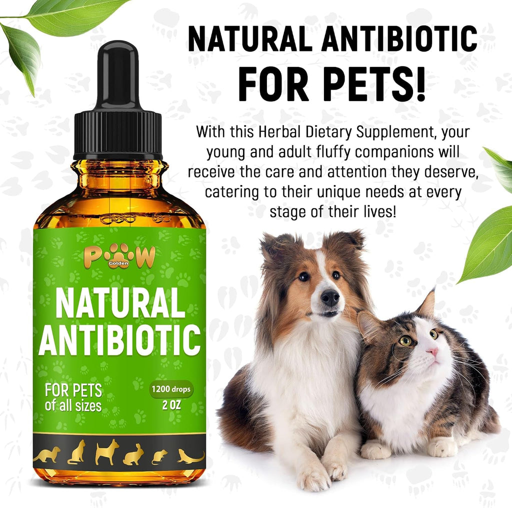 Golden Paw Antibióticos Naturales para Perros y Gatos – Gotas Orales – 2 oz (59 ml)