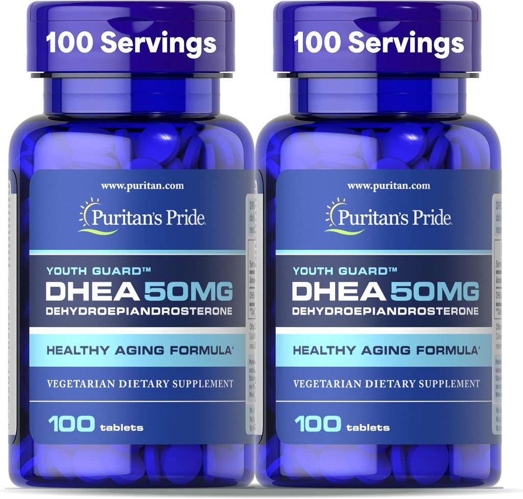 Puritan's Pride Youth Guard DHEA 50 mg, 200 Comprimidos (2 Envases de 100)